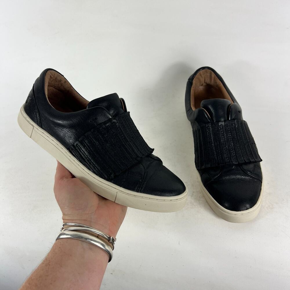 Frye Ivy Gore Sneakers Women's 7 Black Leather Slip On Low Top Comfort 3470373